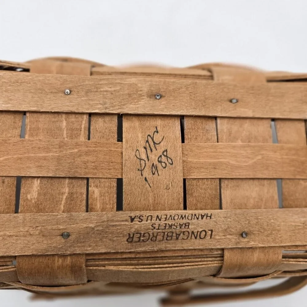 Longaberger Medium Vegetable Basket 1988 Signed SMC USA 12 X 11 Double Handles U